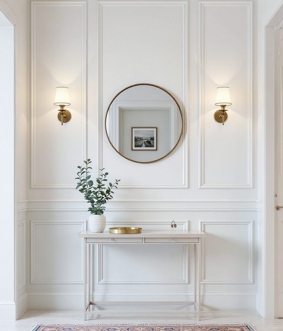 Half-Wainscot Foyer Wall — White Modern