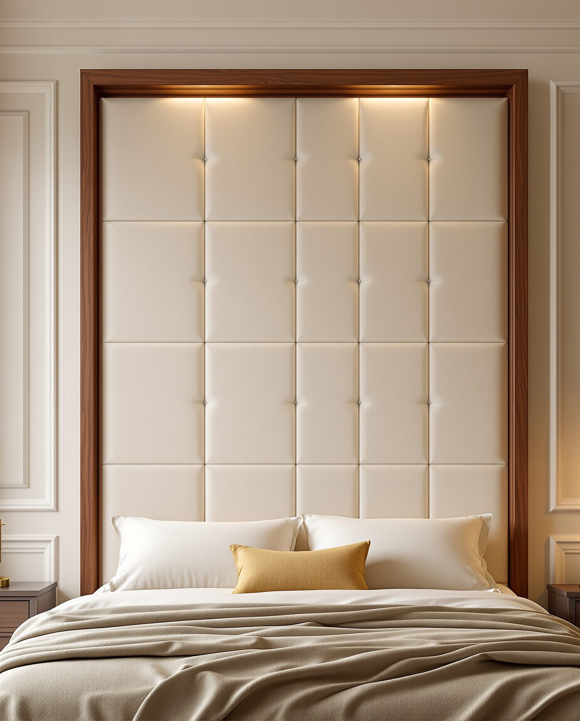 Ivory Upholstered Classic Wall — Walnut Classic