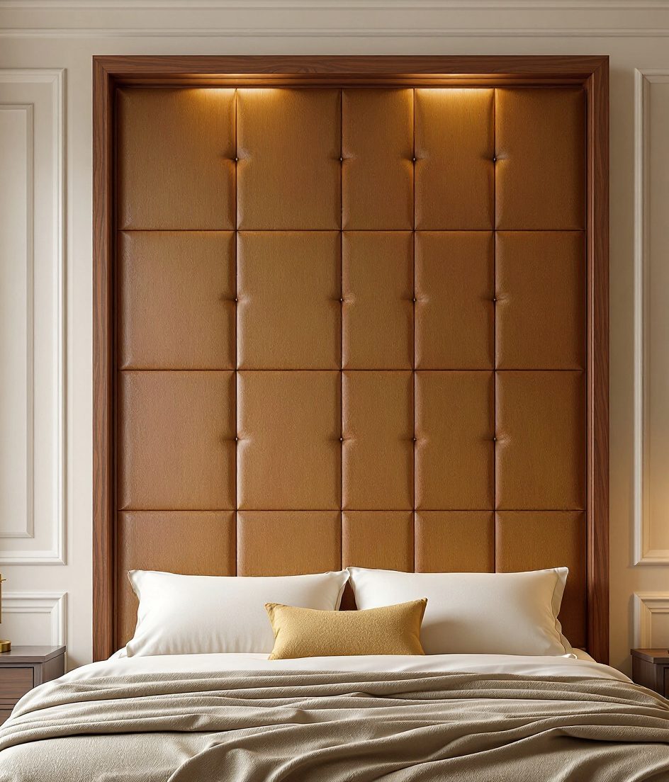 Ivory Upholstered Classic Wall — Warm Oak