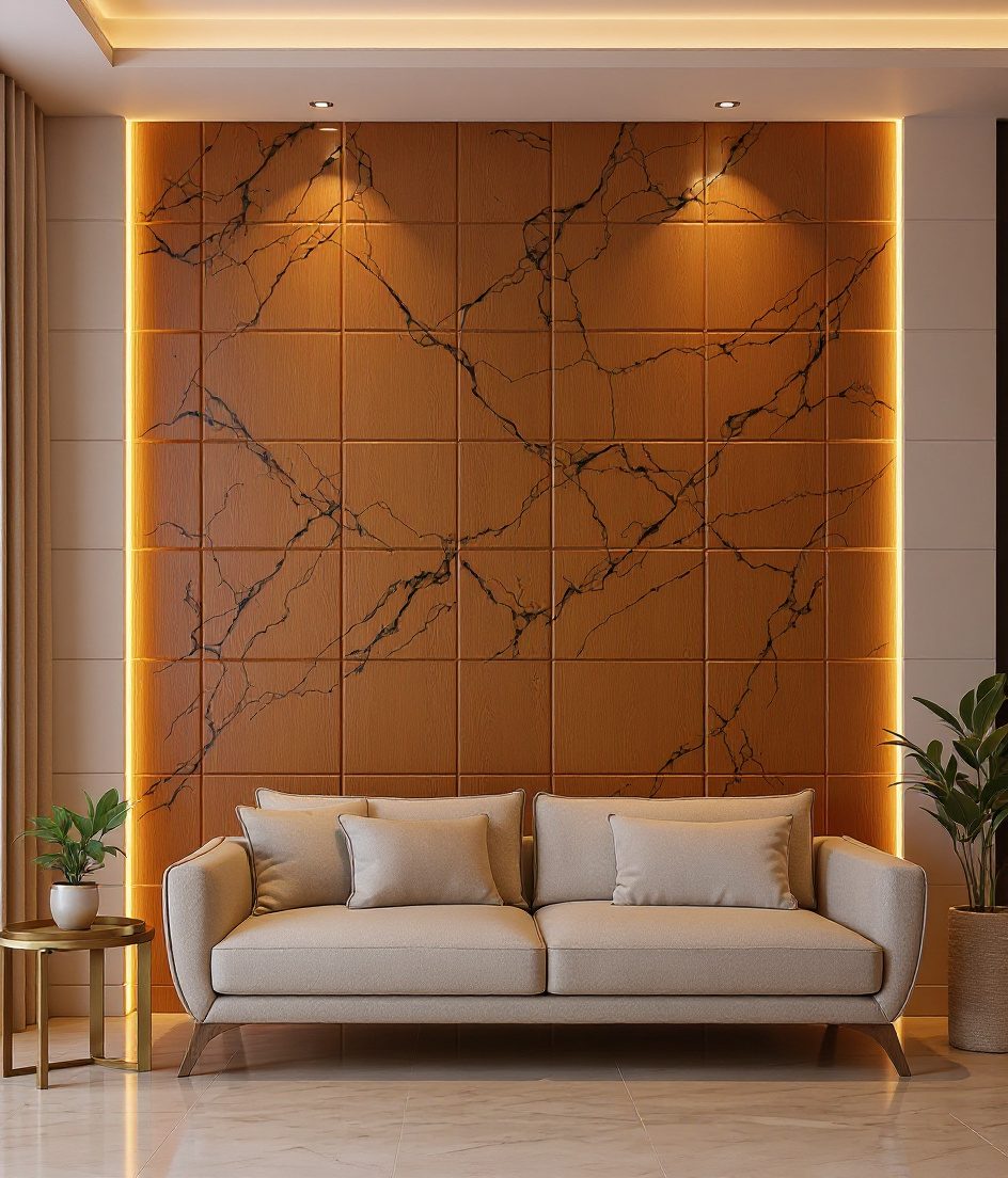 PVC Budget Panel Wall — Warm Oak