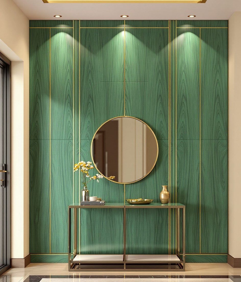 Rosewood Veneer Foyer Wall — Sage & Brass