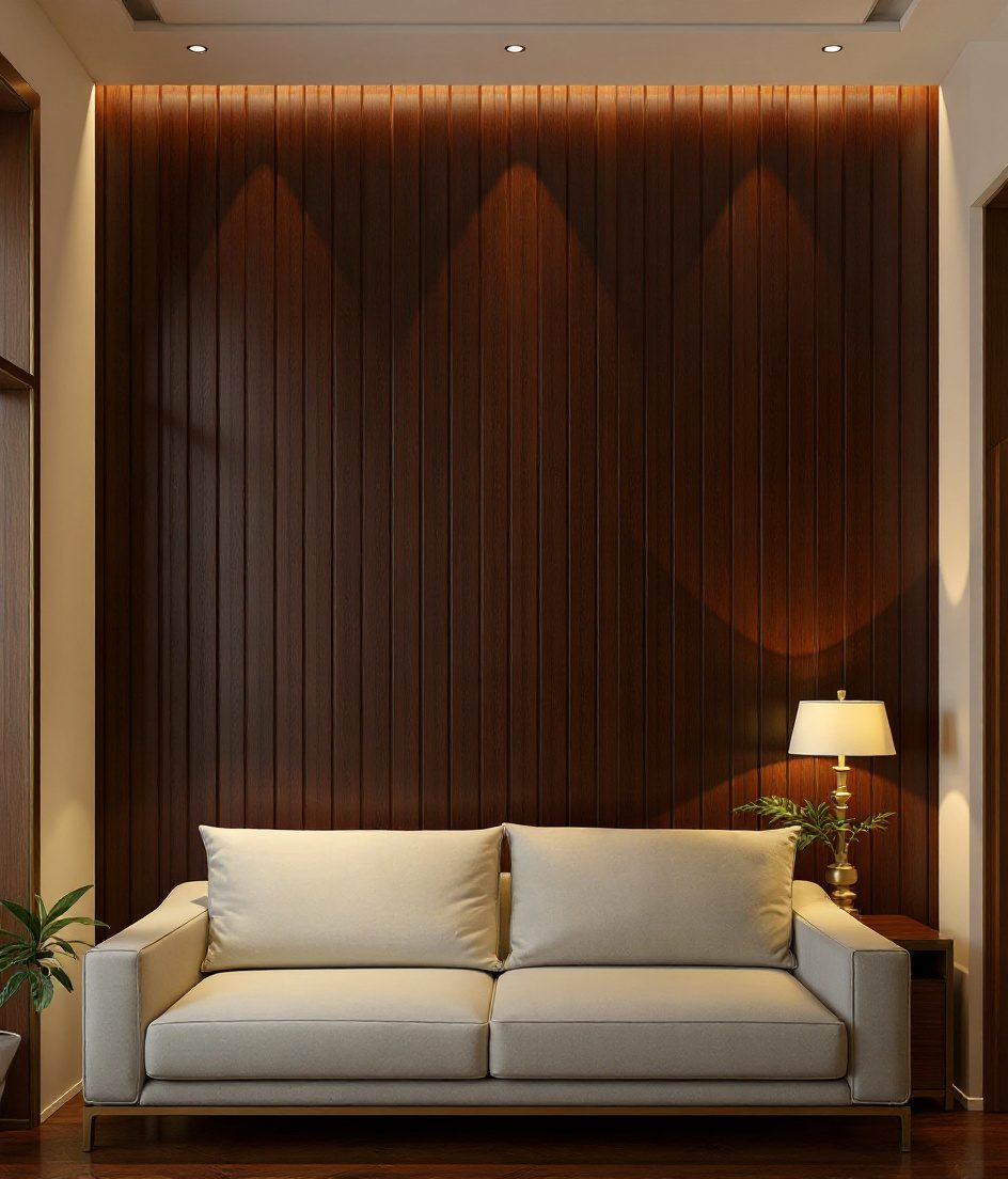 Teak Slat Batten Wall — Walnut Classic