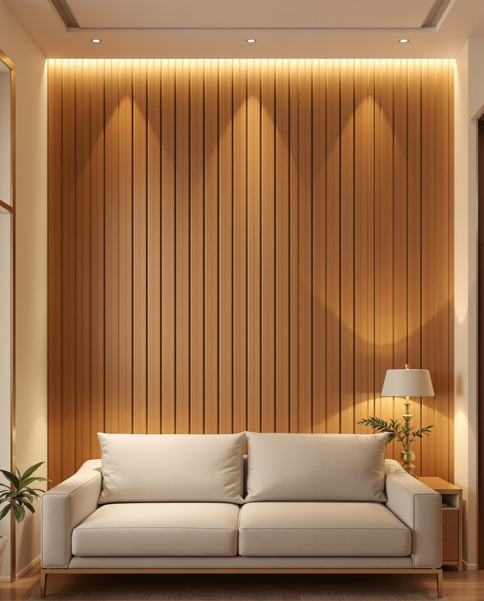 Teak Slat Batten Wall — Warm Oak