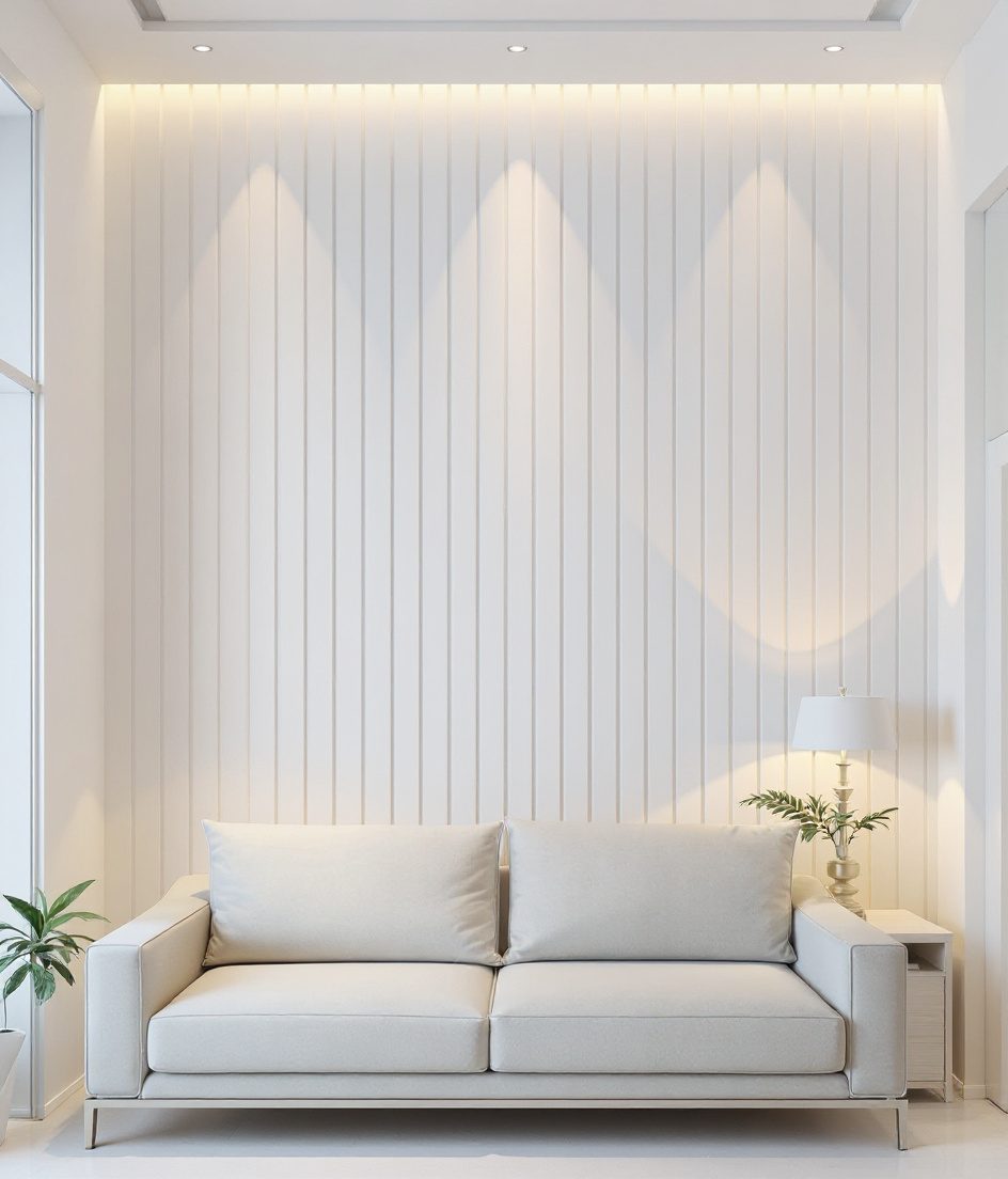 Teak Slat Batten Wall — White Modern
