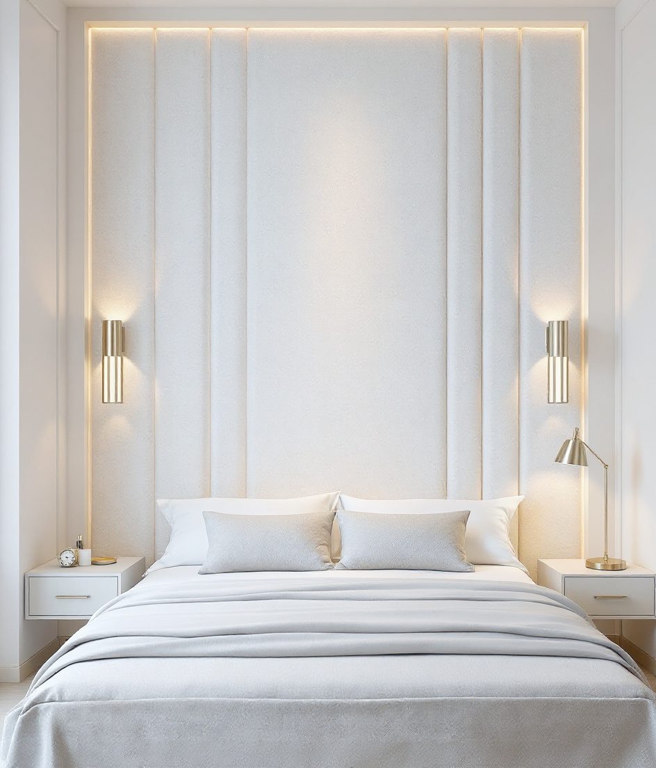 Upholstered Headboard Wall — White Modern