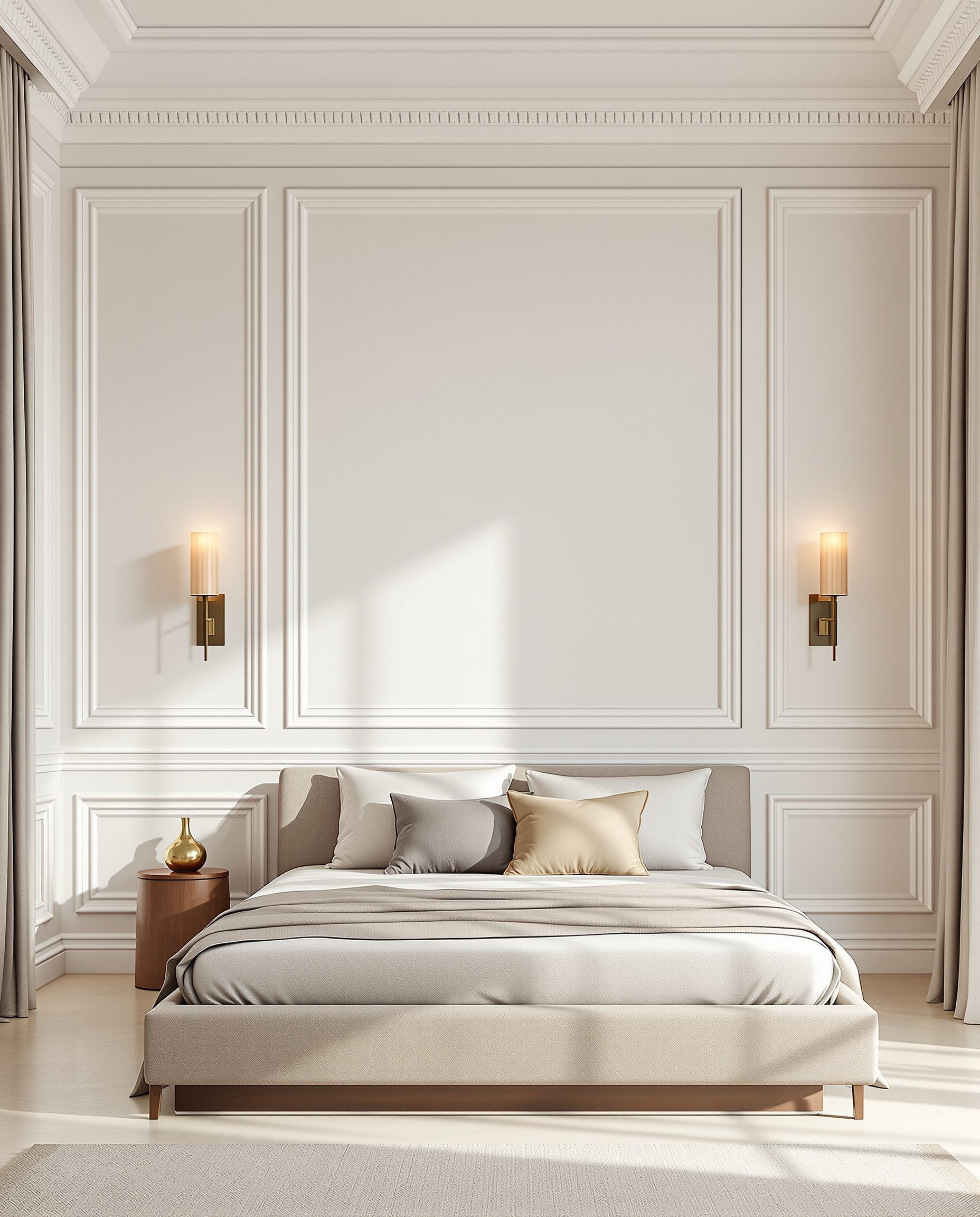 White Wainscot Bedroom Wall — White Modern