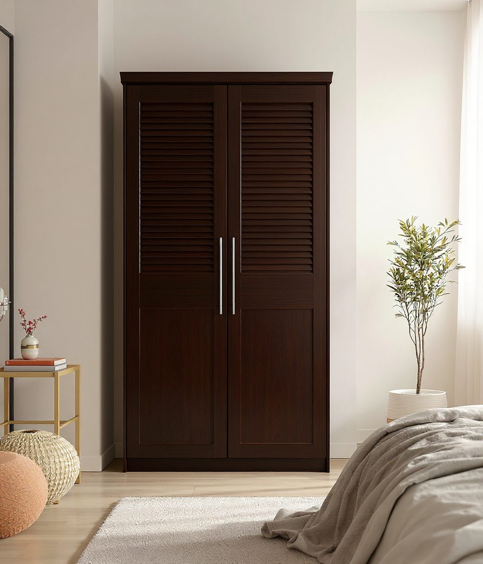 Compact Single-Door Wardrobe — Walnut Classic
