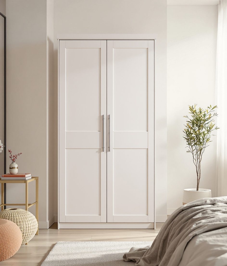 Compact Single-Door Wardrobe — White Modern
