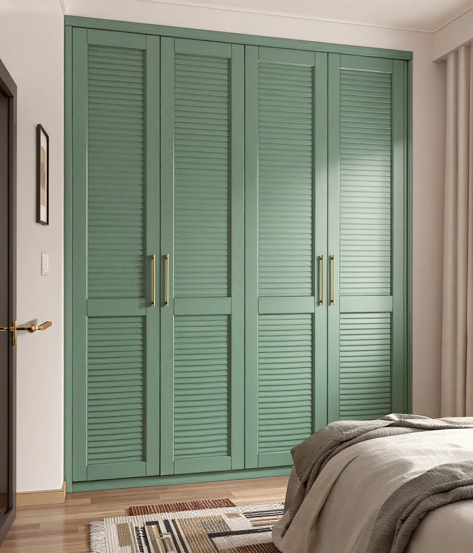 Fluted Panel Wardrobe — Sage & Brass