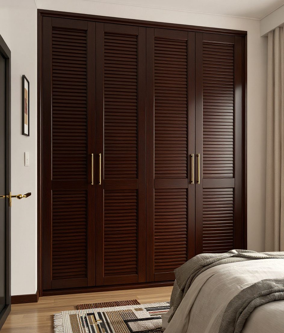 Fluted Panel Wardrobe — Walnut Classic