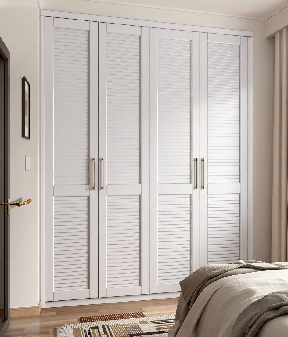 Fluted Panel Wardrobe — White Modern