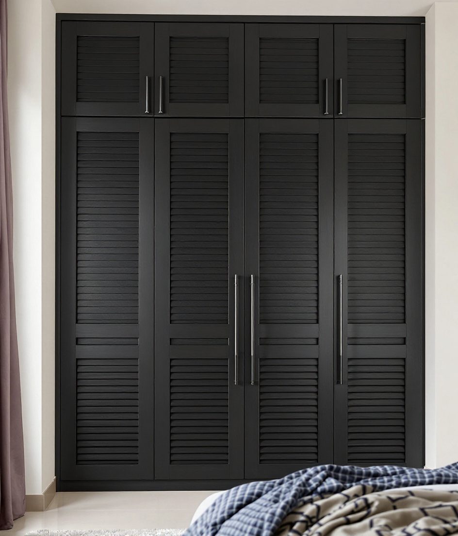 Four-Door Hinged Wardrobe with Loft — Charcoal Minimal