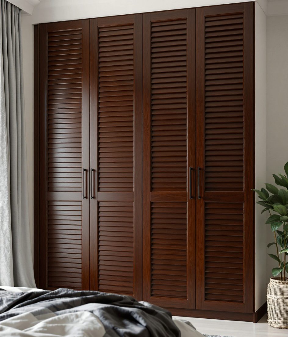 Handleless Floor-To-Ceiling Wardrobe — Walnut Classic
