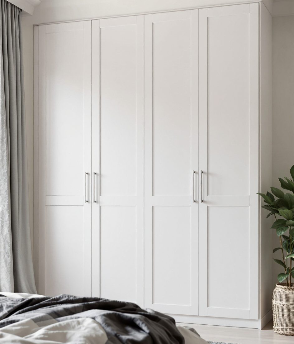 Handleless Floor-To-Ceiling Wardrobe — White Modern