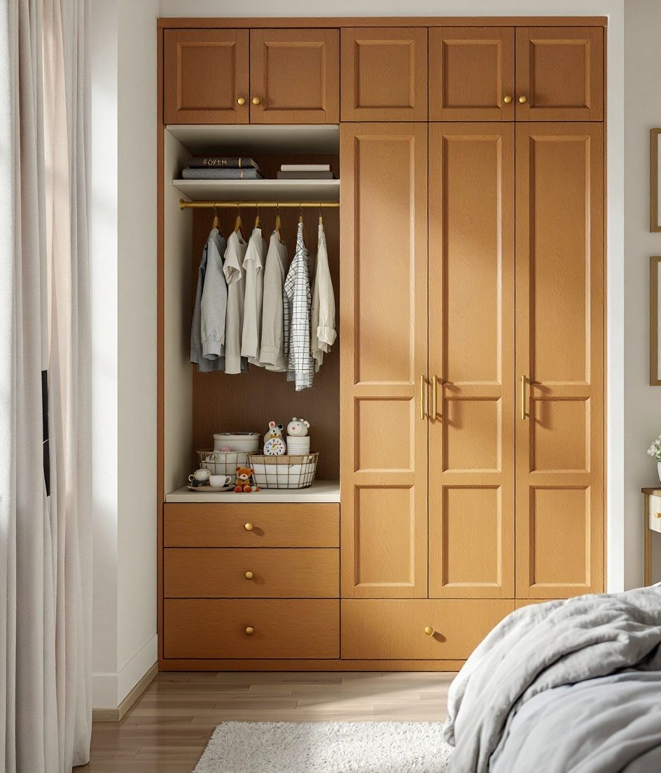 Cheerful Kids' Room Wardrobe — Warm Oak