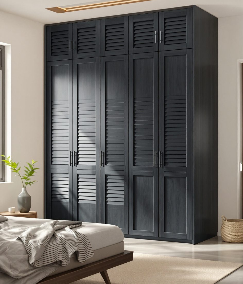 L-Shaped Corner Wardrobe — Charcoal Minimal