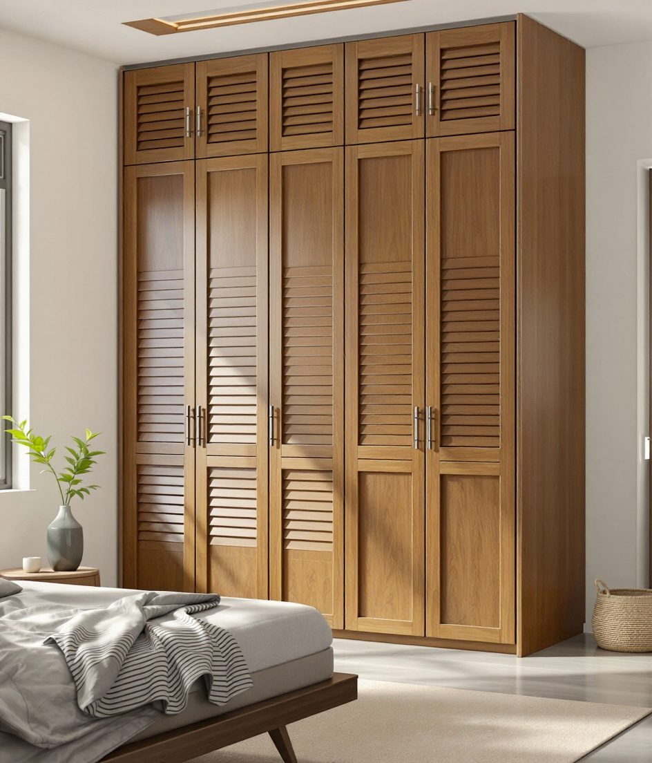 L-Shaped Corner Wardrobe — Warm Oak