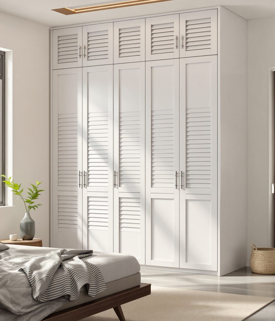 L-Shaped Corner Wardrobe — White Modern