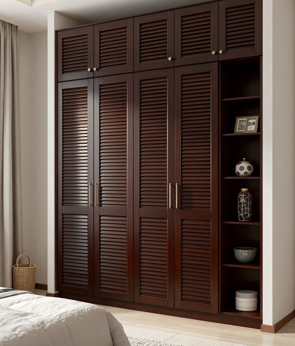 Loft Wardrobe With Side Shelf — Walnut Classic