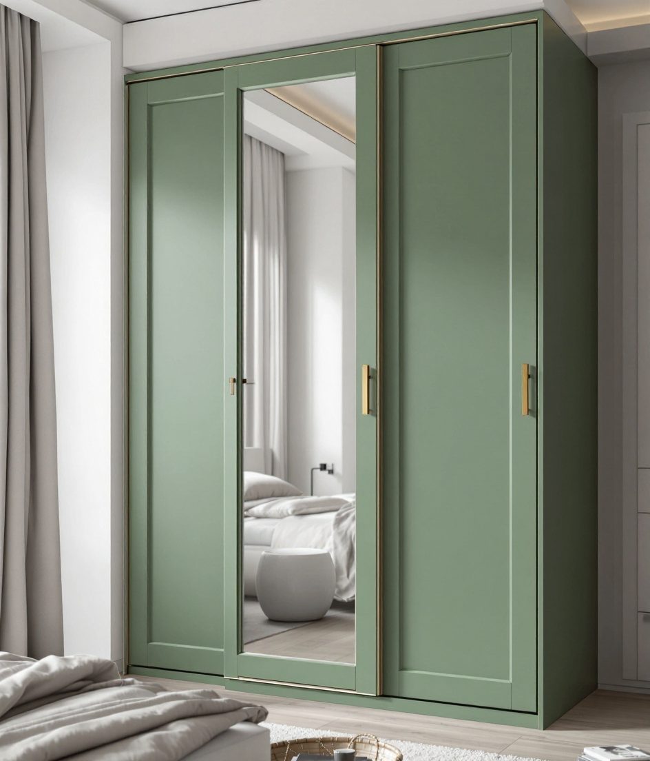 Mirror Sliding Two-Door Wardrobe — Sage & Brass