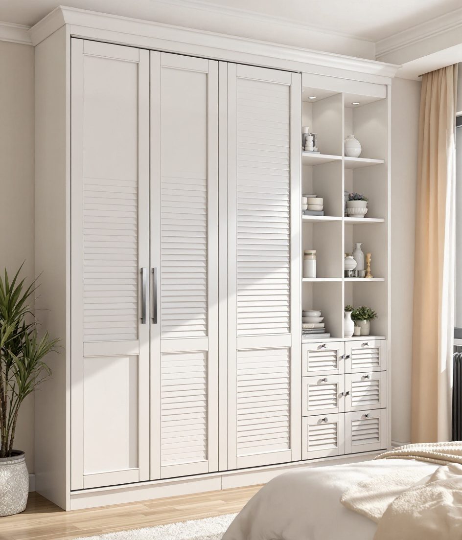 Open Shelf Display Wardrobe — White Modern