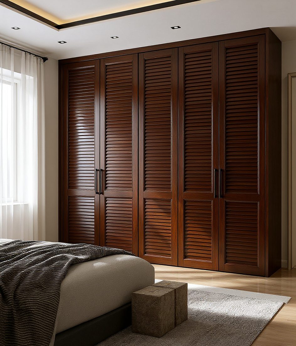 Pivot Door Designer Wardrobe — Walnut Classic