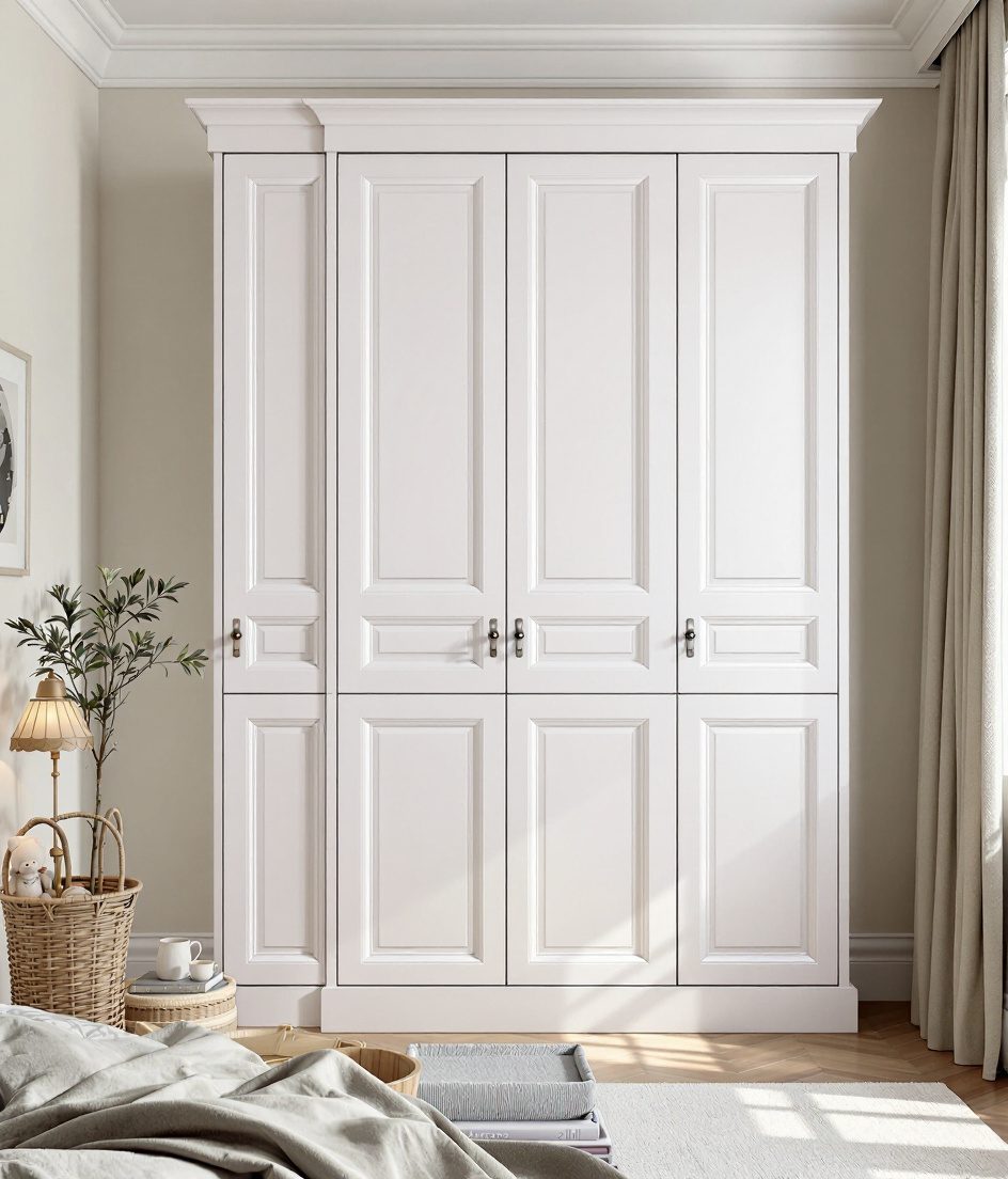 Shaker-Style Framed Wardrobe — White Modern
