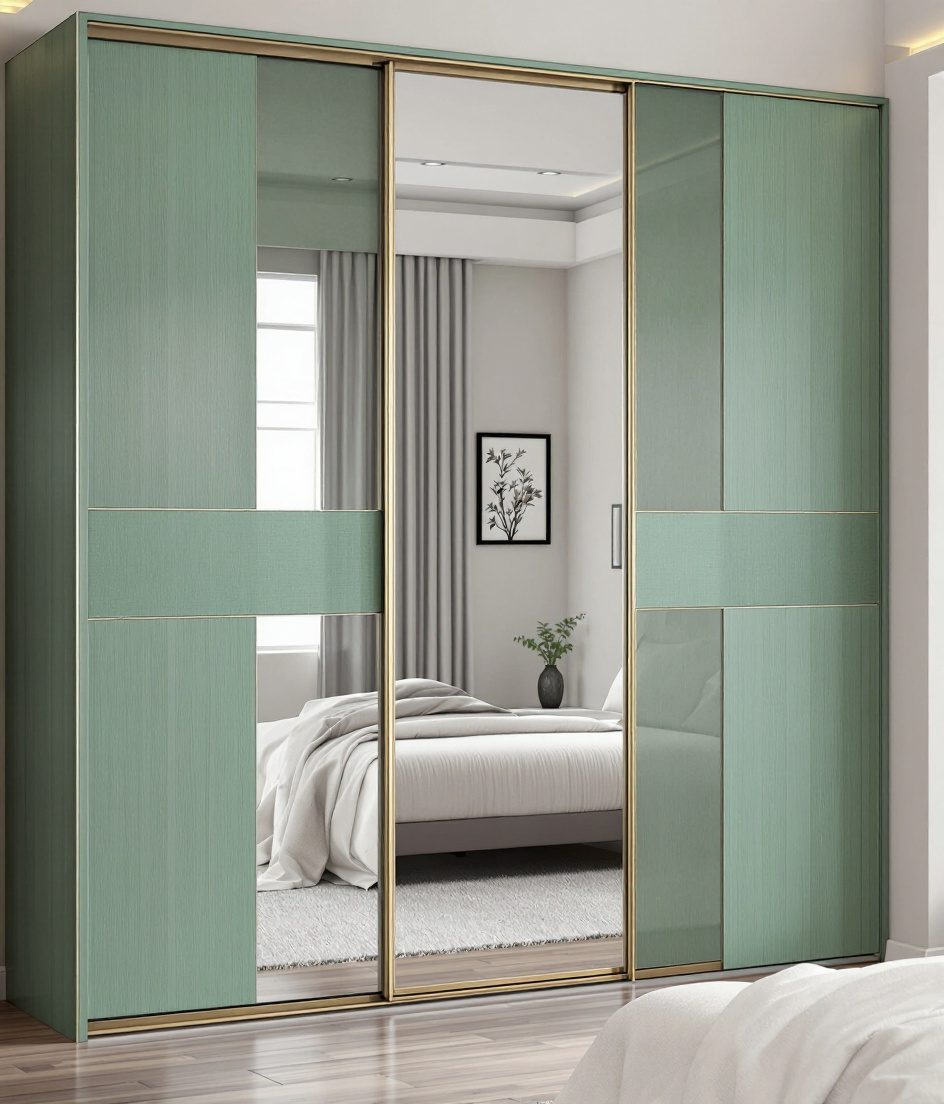 Sliding Wardrobe with Mirror — Sage & Brass