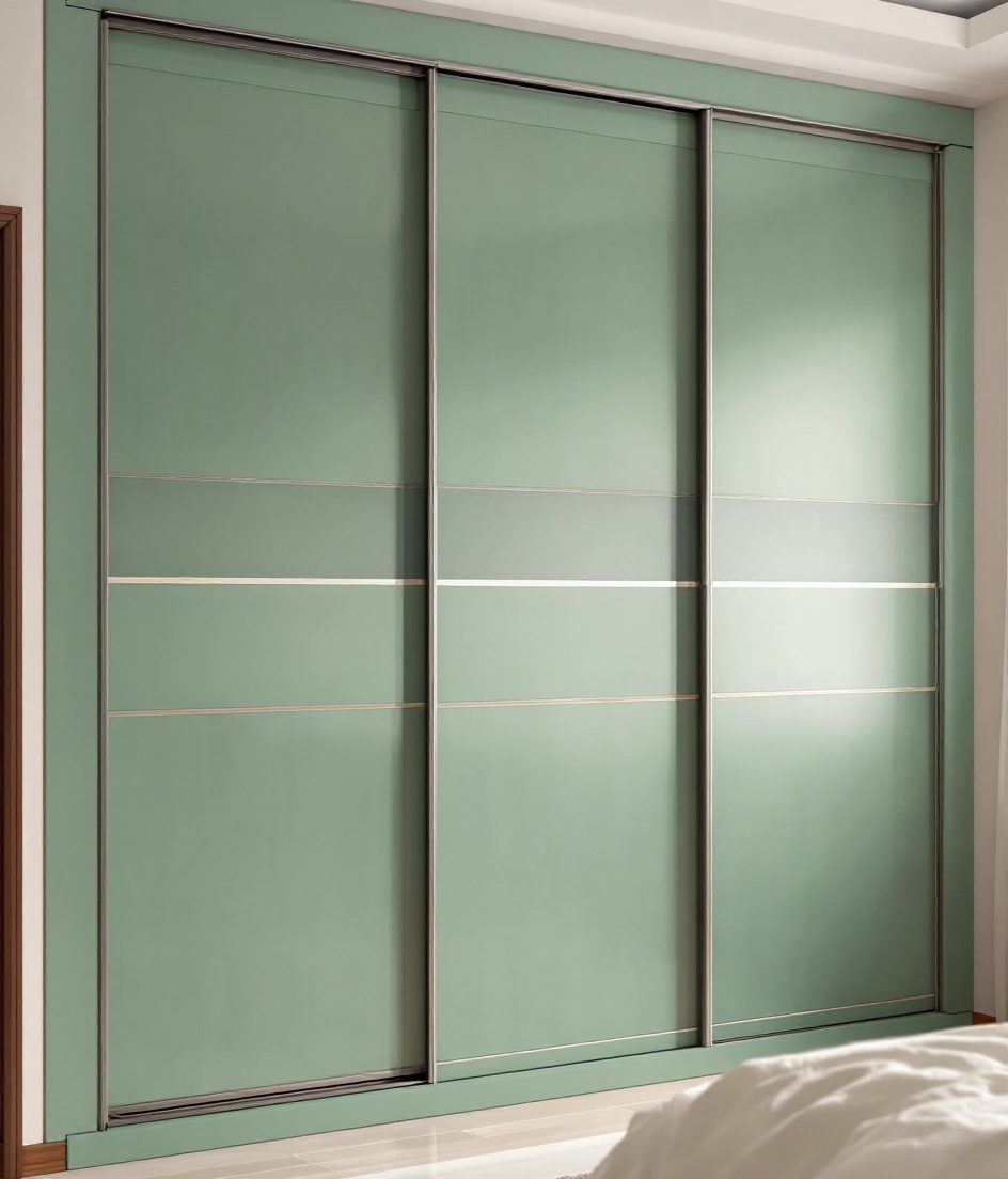 Three-Door Wood Laminate Sliding — Sage & Brass
