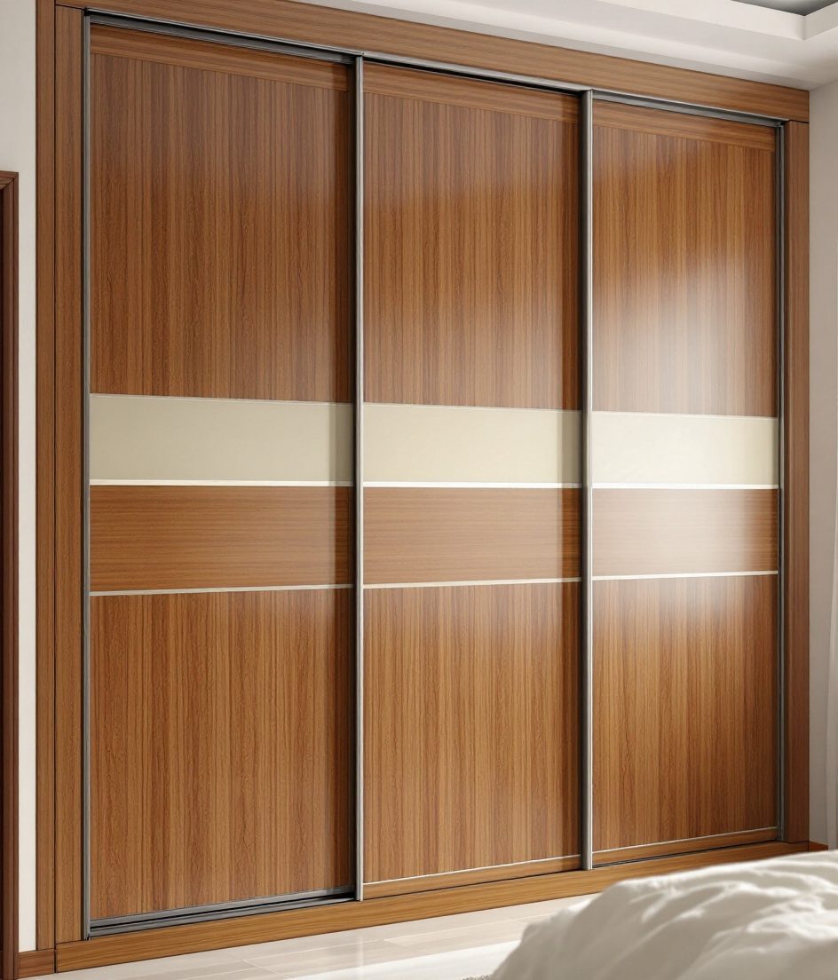 Three-Door Wood Laminate Sliding — Warm Oak