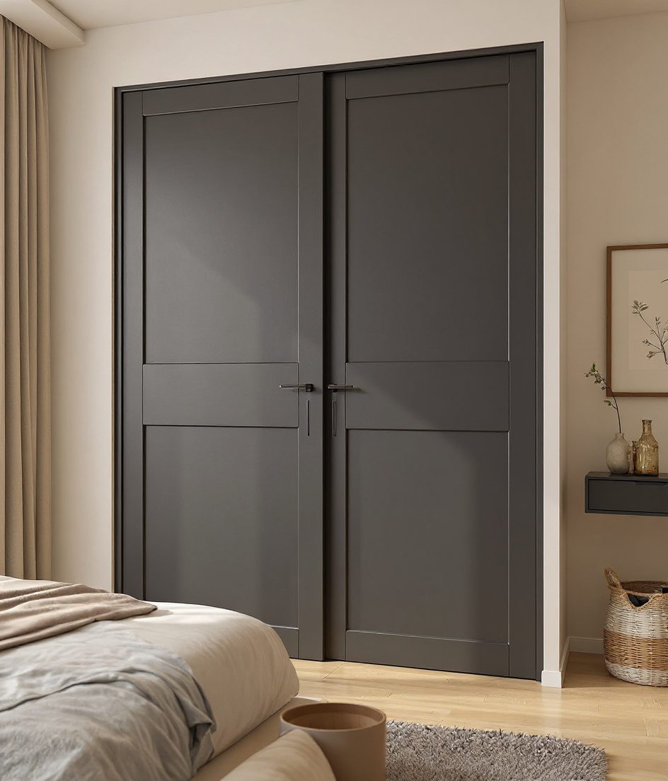 Two-Door Sliding Wardrobe — Charcoal Minimal
