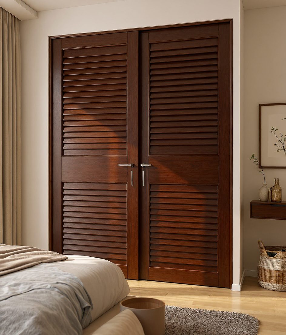 Two-Door Sliding Wardrobe — Walnut Classic