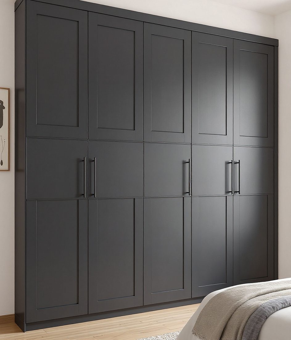 Two-Tone Shutter Wardrobe — Charcoal Minimal