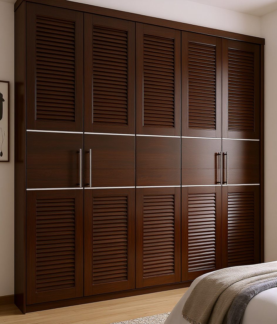 Two-Tone Shutter Wardrobe — Walnut Classic