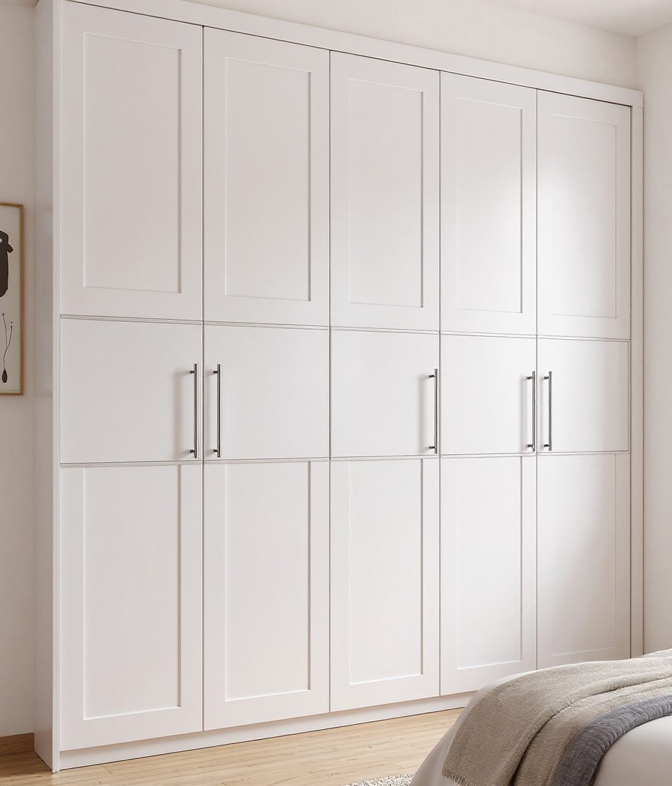 Two-Tone Shutter Wardrobe — White Modern