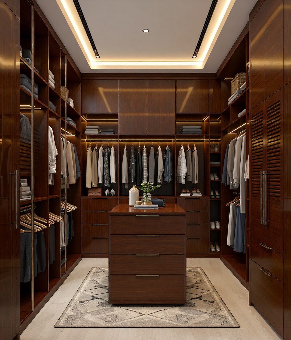 Walk-In Wardrobe & Dresser — Walnut Classic