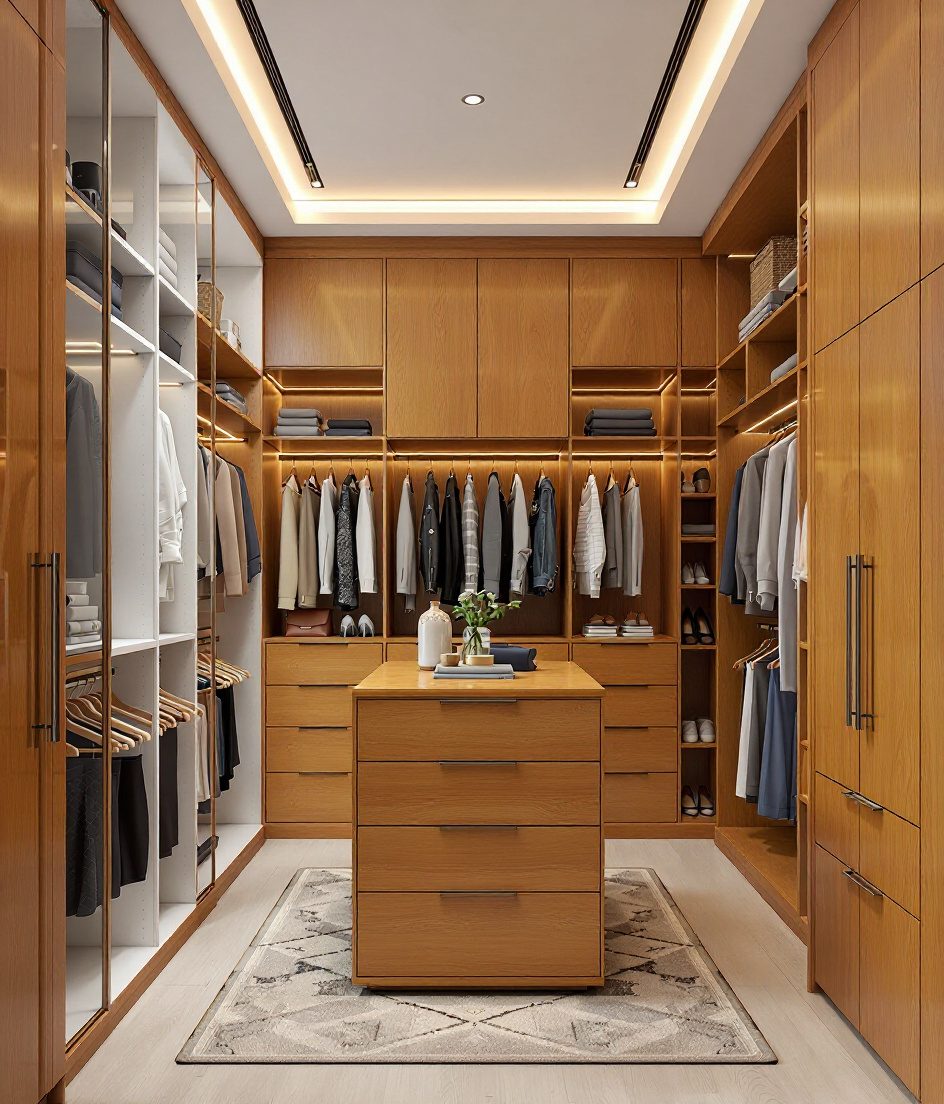 Walk-In Wardrobe & Dresser — Warm Oak