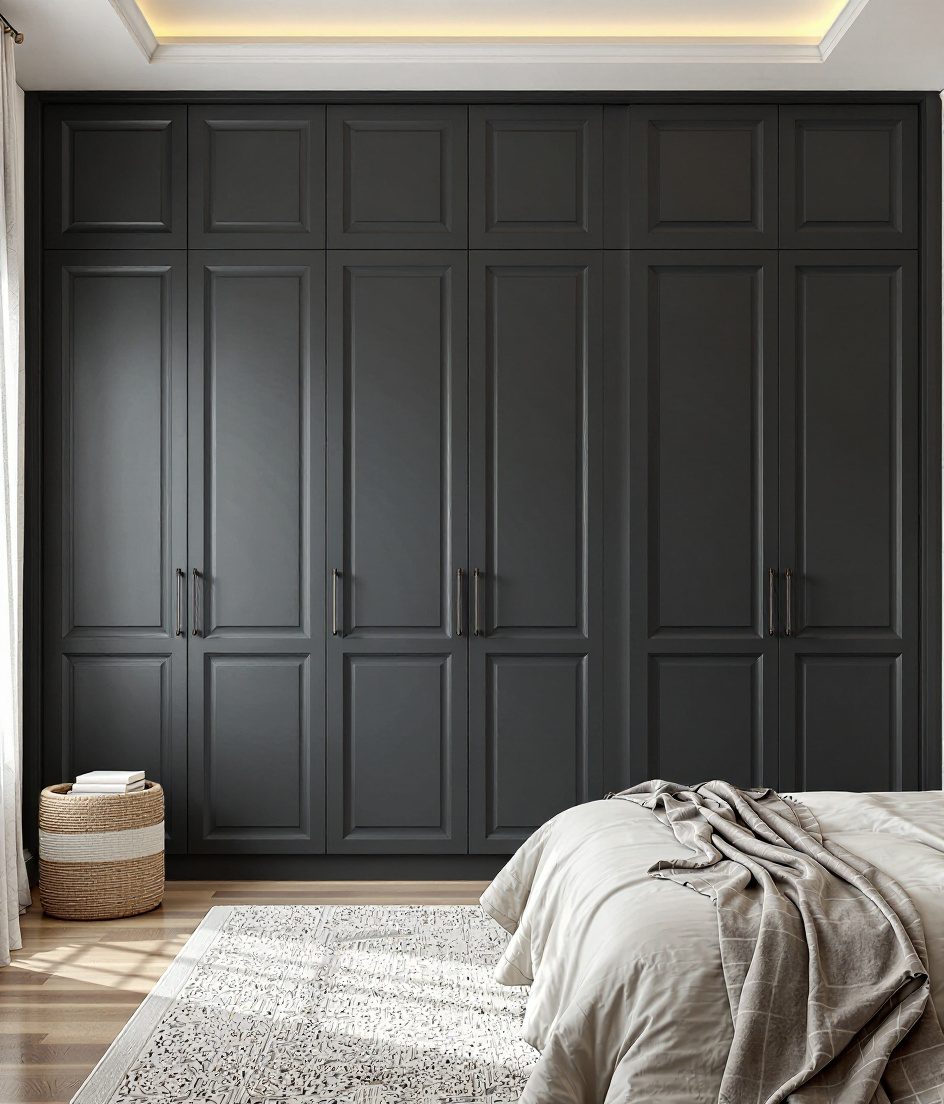 Wall-To-Wall Built-In Wardrobe — Charcoal Minimal