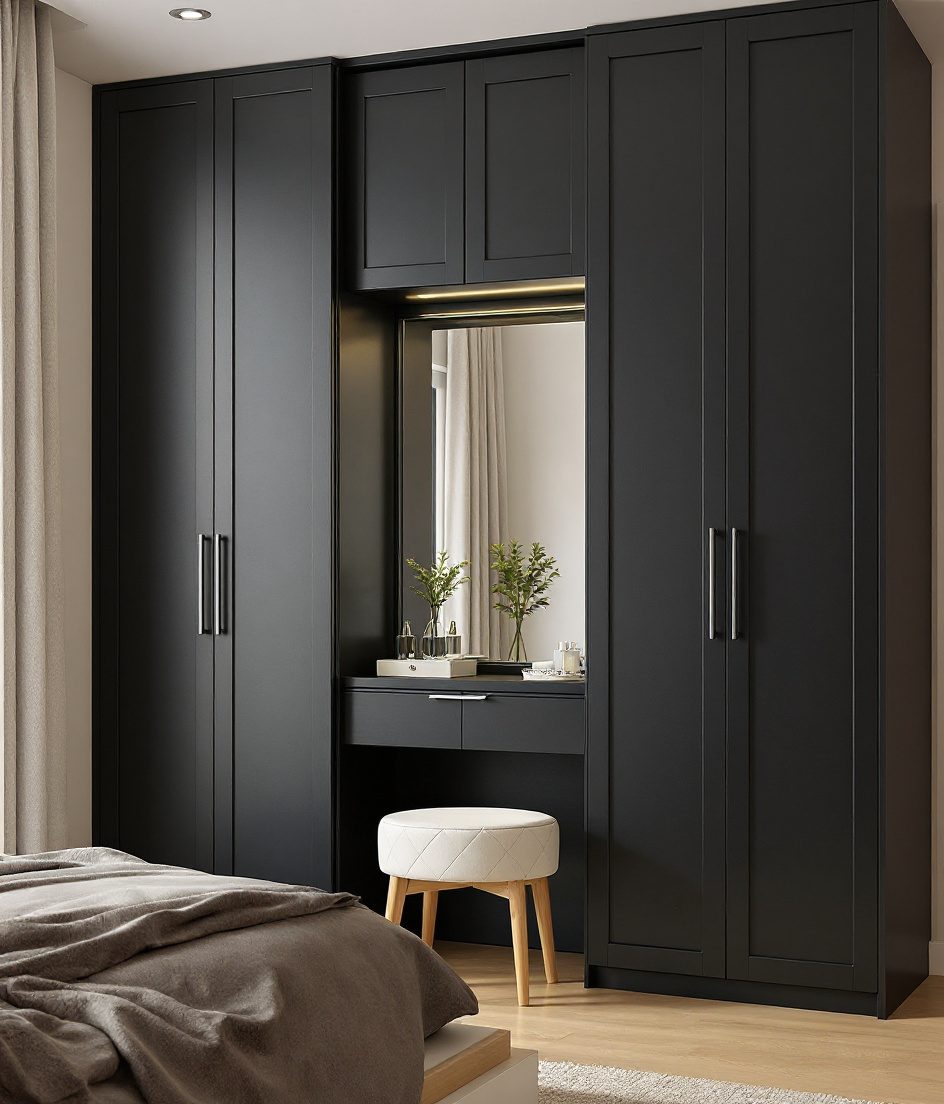 Wardrobe With Dressing Table — Charcoal Minimal