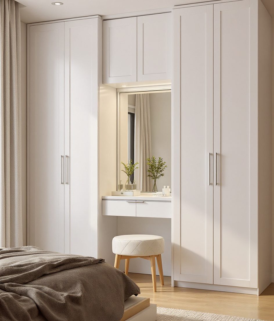 Wardrobe With Dressing Table — White Modern