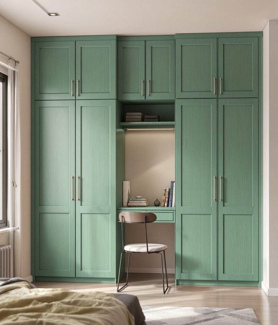 Wardrobe With Study Desk — Sage & Brass