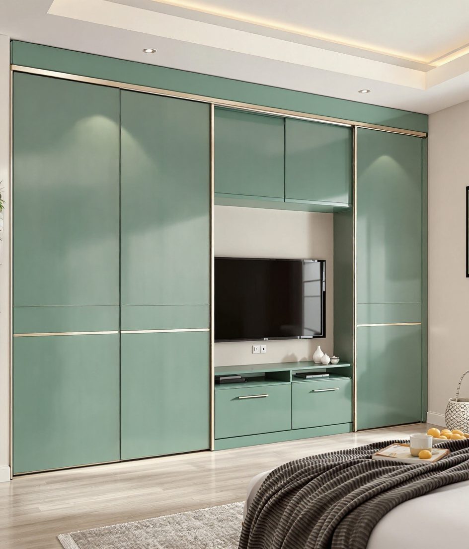 Wardrobe With TV Unit Niche — Sage & Brass