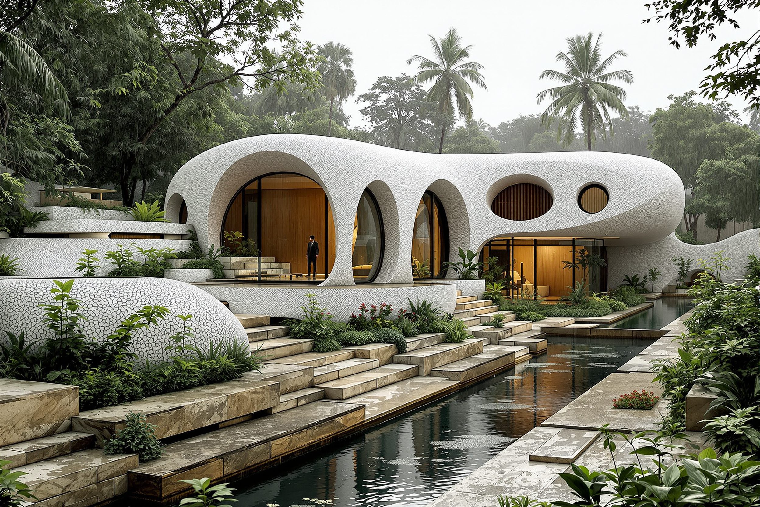 Building of the Month — Sangath, in the wet season