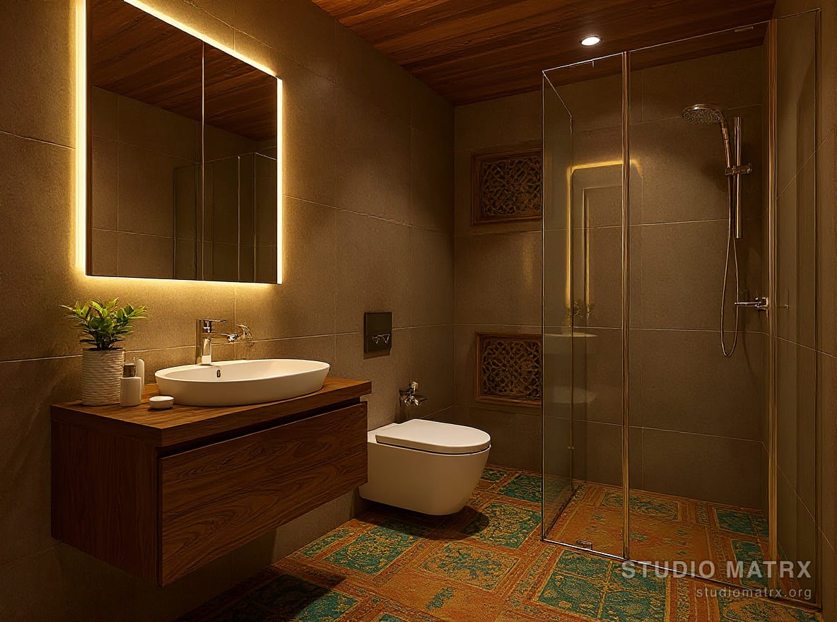 Bathroom in Indo-Contemporary style