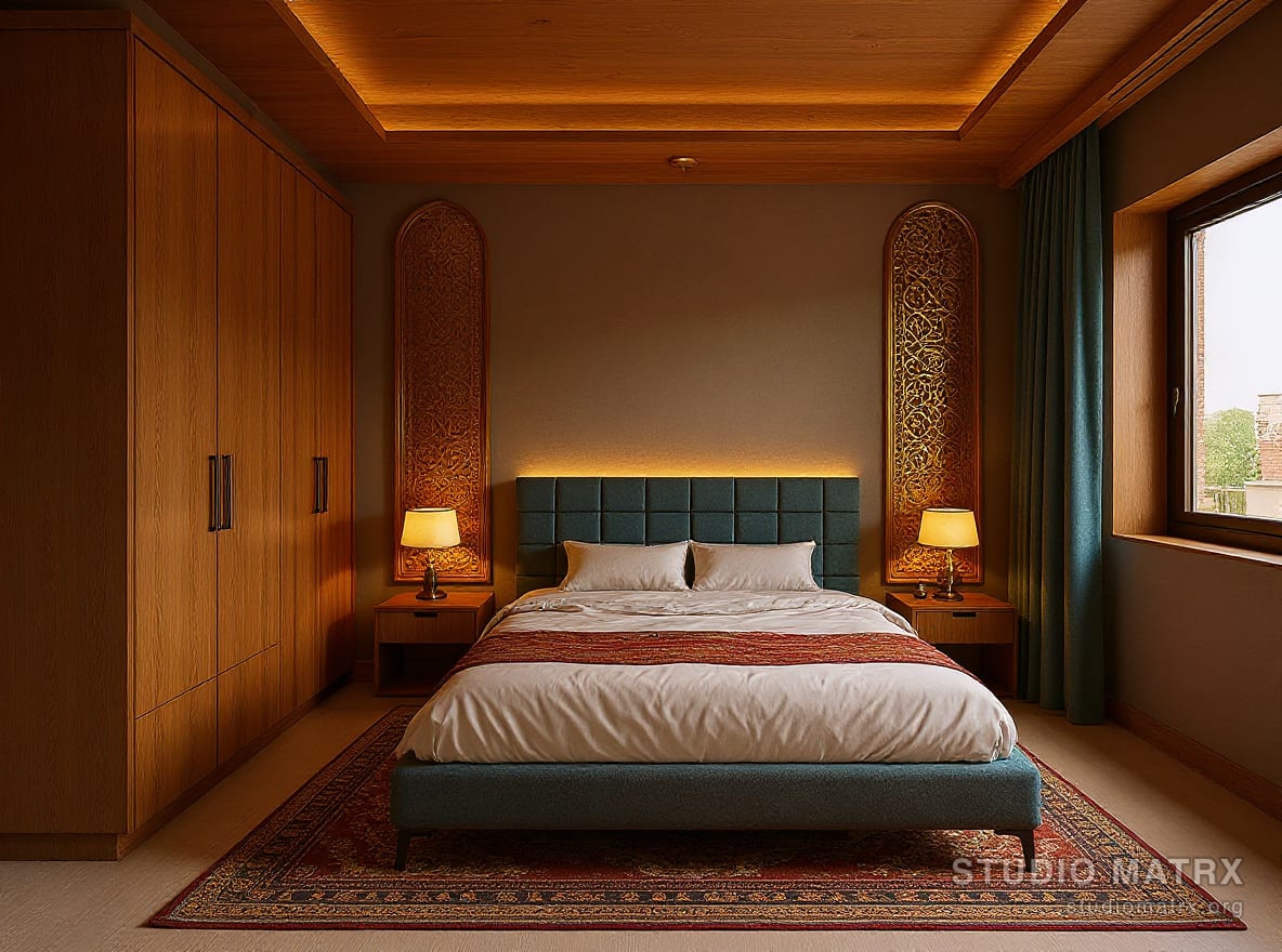 Master Bedroom in Indo-Contemporary style