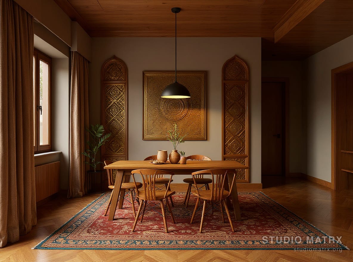Dining Room in Indo-Contemporary style