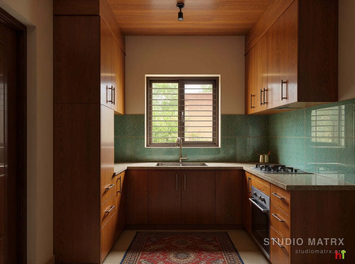 Kitchen in Indo-Contemporary style
