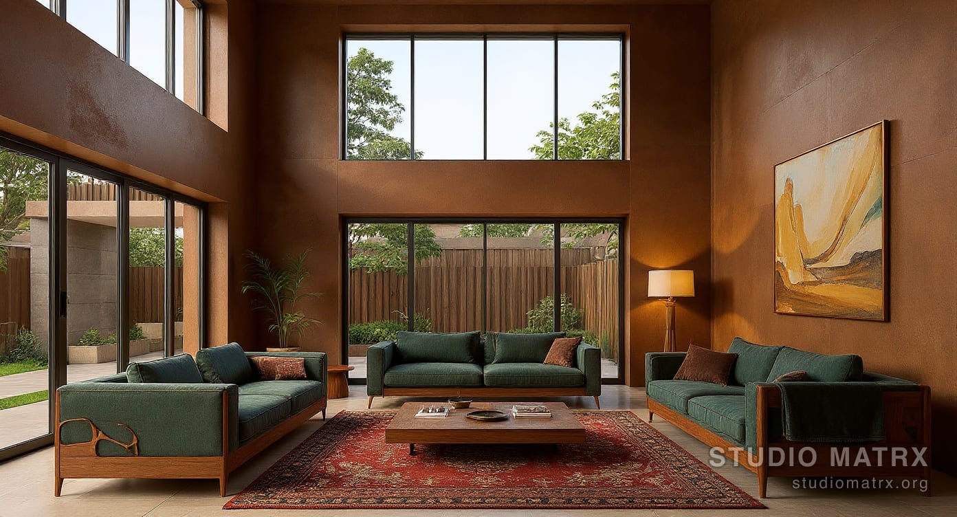 Indo-contemporary villa living room