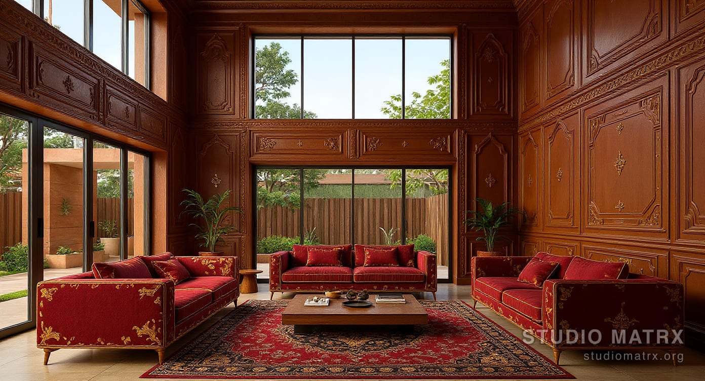 Traditional Indian villa living room